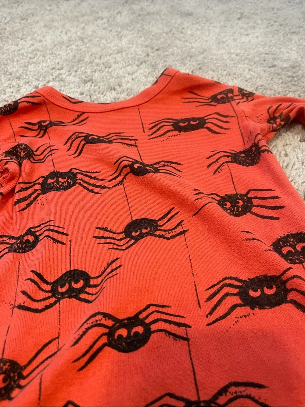 Kids Orange Spider-Print Pajama Set